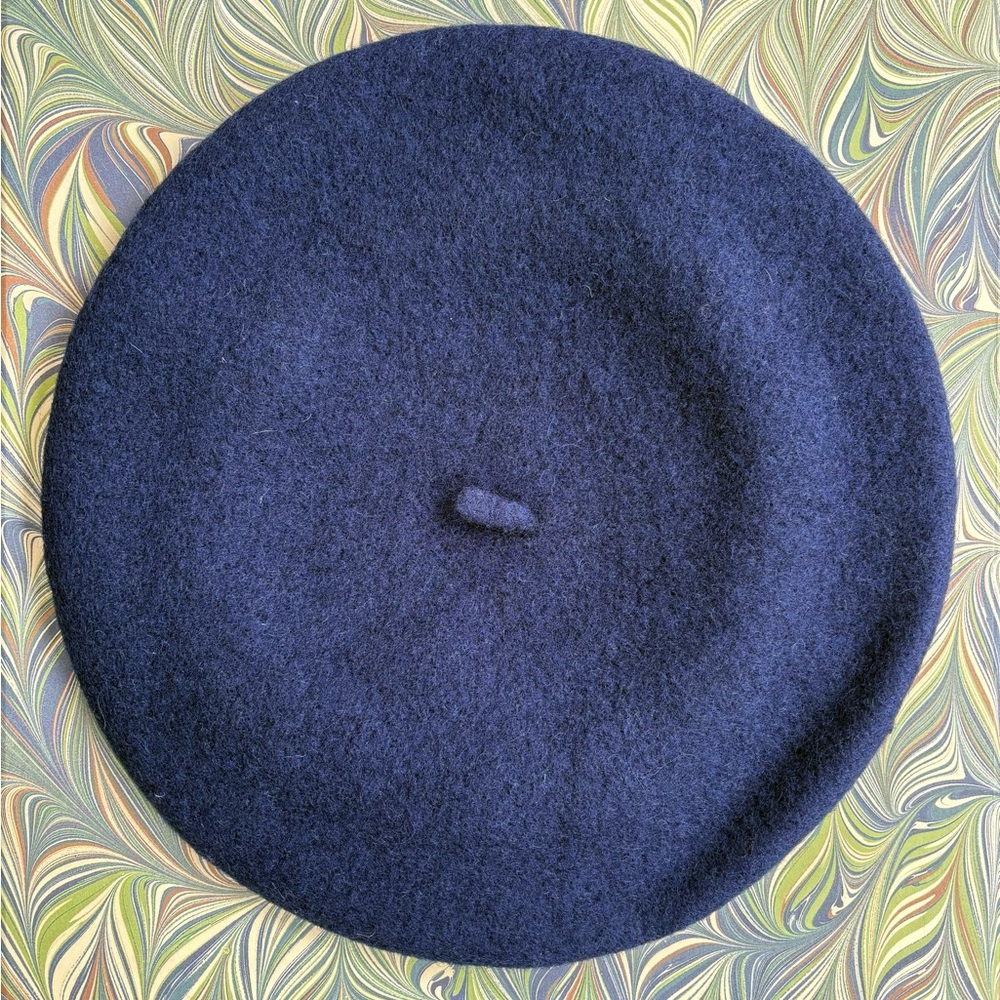 Classic Navy Blue Wool Beret